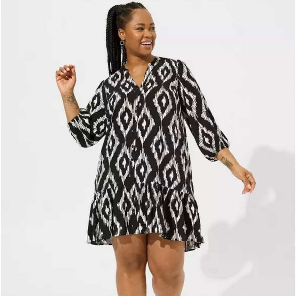 NWT Torrid A-Line 3/4 Sleeve Pleated Dress Sz 14/16